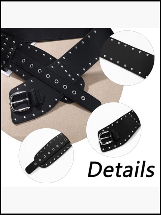 Vintage Punk Leather Waist Belt Chunky Metal Buckle Gothic Rocker Cinch Belt